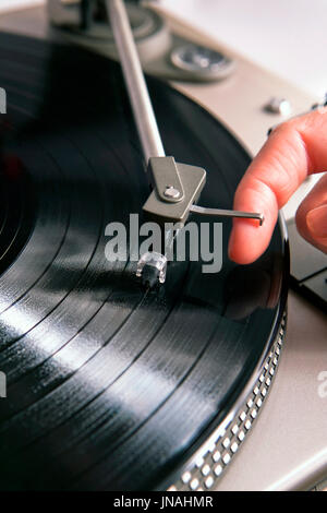 Spinning vinyl record Stock Photo
