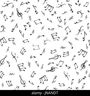 Music notes and elements seamless pattern. Musical tiling background. Music style textured wallpaper. Stock Photo