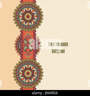 Abstract floral pattern. Geometric ornamental border. Oriental ethnic mandala background. Islam, Arabic, Indian, ottoman motifs. Perfect for printing  Stock Photo