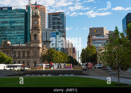 Adelaide city skyline seen from Victoria square. South Australia. Stock Photo
