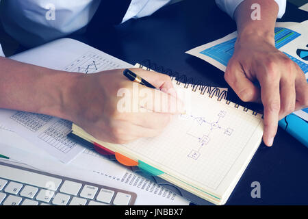 Businessman working with new business idea at office. Stock Photo