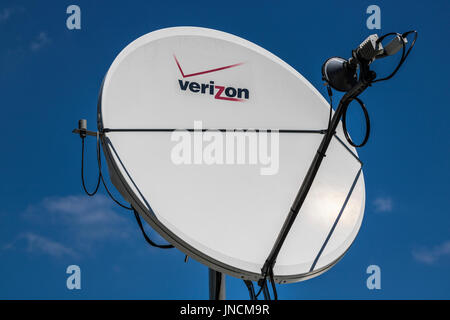 Indianapolis - Circa July 2017: Verizon railroad satellite telemetry equipment. Verizon is the largest U.S. wireless communications service provider I Stock Photo