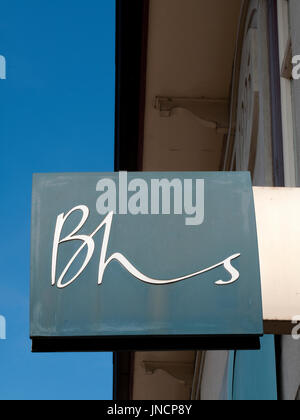 British Home Stores sign above vacant property, formally owned by Sir Phillip Green with the business going into liquidation in 2016 Stock Photo