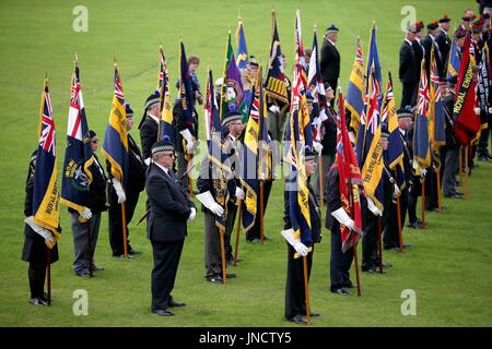 Veterans during a parade and service in Crieff, Perthshire, to mark the 100-year commemoration of the Battle of Passchendaele. Stock Photo