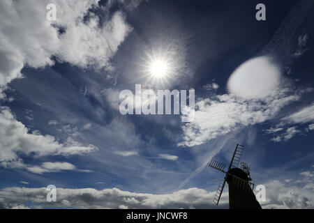 Warm weather at Whitburn Windmill in Sunderland. Stock Photo