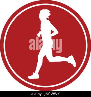 illustration of a female Marathon road runner jogger fitness training ...