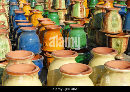 picture of group of colorful earthenware vases in Anduze, France Stock Photo