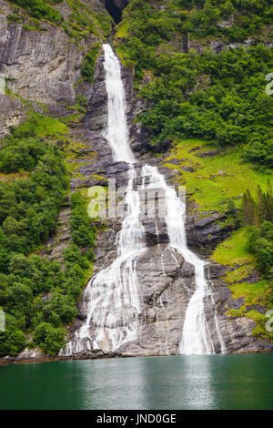 waterfall Friaren Geiranger fjord, Norway Stock Photo