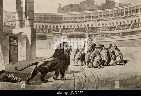 Christian Martyrs given to the lions in the Colosseum in Rome Stock Photo