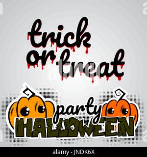Helloween evil pumpkin voodoo doll pop art Stock Vector