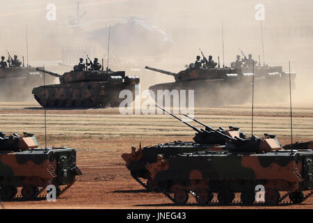 Zhurihe. 30th July, 2017. A military parade is held to celebrate the 90th anniversary of the founding of the Chinese People's Liberation Army (PLA) at Zhurihe training base in north China's Inner Mongolia Autonomous Region, July 30, 2017. Credit: Ju Zhenhua/Xinhua/Alamy Live News Stock Photo