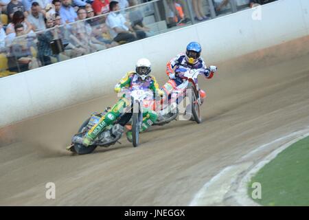 Wroclaw, Poland. 29th July, 2017. The World Games 2017, Special invitation sport speedway finals. 7 national teams from Denmark, Sweden, Russia, Australia, Germany, Poland and United Kingdom. Leader Jason Doyle from Australia and Emil Sayfutdinov from Russia  in Wroclaw, Poland. Credit: Bartlomiej Magierowski/Alamy Live News. Stock Photo