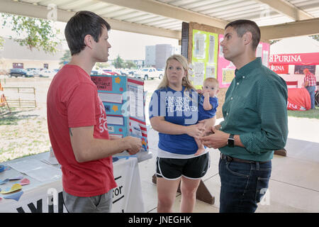 West Burlington, Iowa, USA.  29th July, 2017. Democratic gubernatorial candidate Nate Boulton, 16th District state senator, made a campaign visit to the Des Moines County Fair on Saturday afternoon. Stock Photo