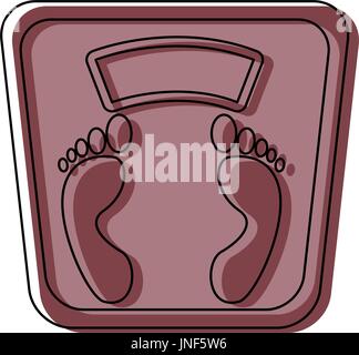 footprints on bathroom scale display Stock Vector