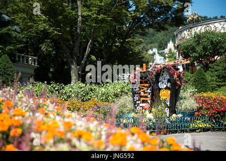 Seoul, South Korea - September 26, 2013 : The Architecture and unidentified tourists are in Everland Resort, Yongin City, South Korea, on September 26 Stock Photo