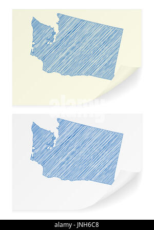 Washington sketch scribble map isolated on white background. Hand drawn ...