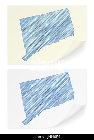 Connecticut scribble map on a white background. Stock Photo