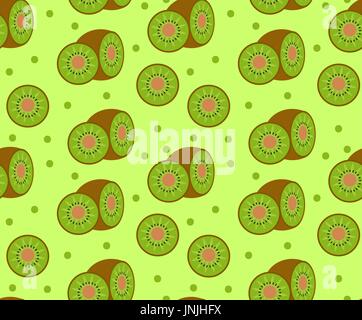 Kiwi seamless pattern. Kiwifruit endless background, texture. Fruits backdrop. Vector illustration. Stock Vector