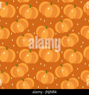 Pumpkin seamless pattern. Gourd, endless background, texture. Vegetable backdrop Vector illustration. Stock Vector