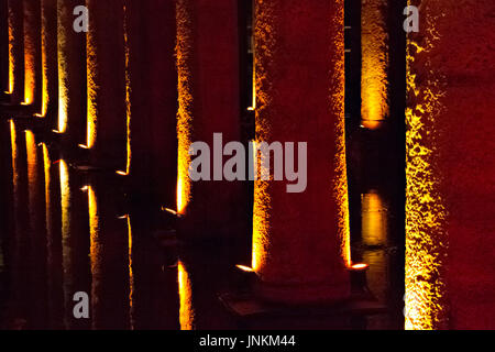 Byzantine water reservoir known as Underground Cistern in Istanbul, Turkey. Stock Photo