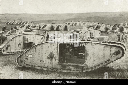 Preparing for battle of  Cambrai, tankodrome, 1917 Stock Photo