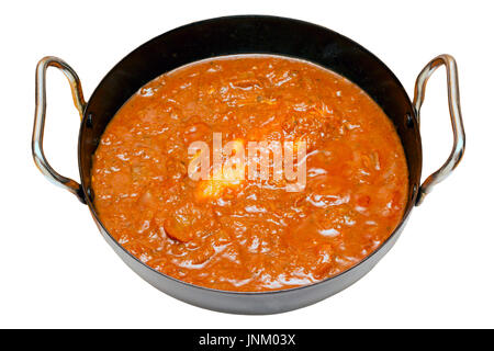 Balti butter chicken in a karahi bowl with an isolated white background and clipping path Stock Photo