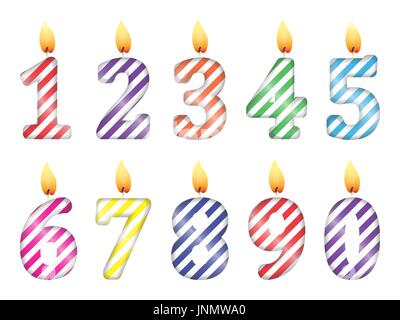 setset of numbers in the form of party candles of numbers in the form of party candles Stock Vector