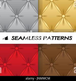 seset of seamless patterns with soft upholstery in a realistic stylet of seamless patterns with soft upholstery in a realistic style Stock Vector