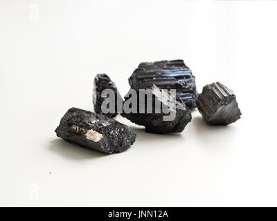 Black Tourmaline side view for crystal therapy treatments and reiki Stock Photo