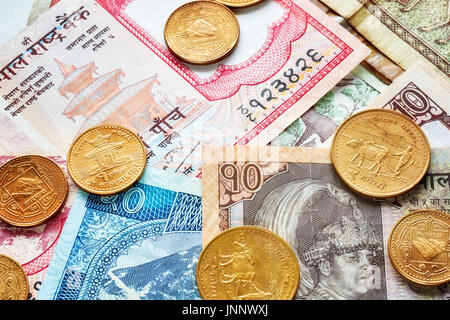 Close up picture of Nepalese rupee, shallow depth of field. Stock Photo