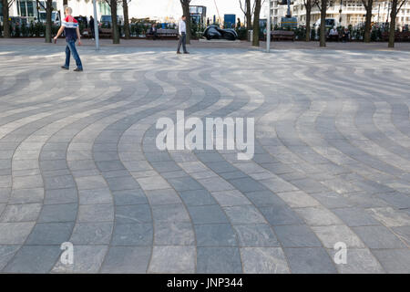 Wavy tiles at Montgomery Square in Canary Wharf, London Stock Photo