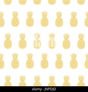 vector illustration of golden seamless pineapple background pattern Stock Vector