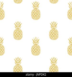 vector illustration of golden seamless pineapple background pattern Stock Vector