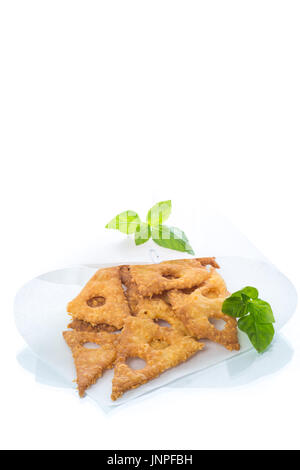Home cheese crackers in the form of cheese Stock Photo