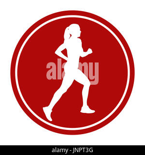 sports sign icon girl athlete runner running Stock Photo