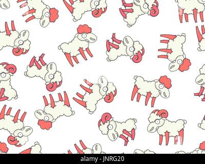 Pattern seamless funny cartoon, sheep, ram, goat Stock Vector