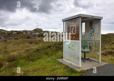 Tourist Information booth randomly placed at roadside south of Tarbert of Isle of Harris and Lewis, Scotland Stock Photo