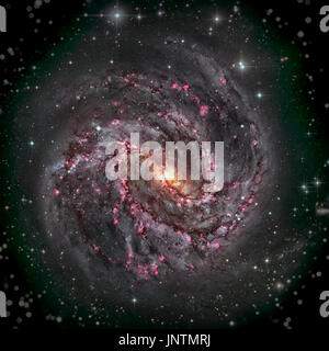 Messier 83, Southern Pinwheel Galaxy, M83 or NGC 5236 is a barred spiral galaxy in the constellation Hydra. Elements of this image furnished by NASA. Stock Photo