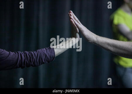 contact dancers, dance performance, improvisation Stock Photo