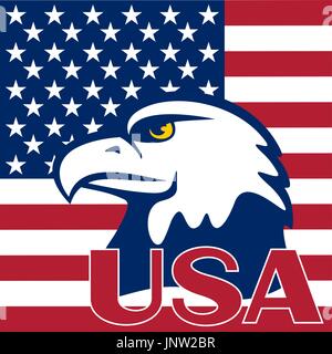 Eagle is located on a flag of the USA. Symbols of the United States. Stock Vector