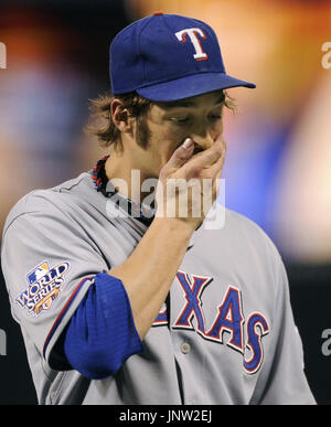 Texas Rangers pitcher C.J. Wilson #36 during a game against the New York  Yankees at Yankee Stadium on June 16, 2011 in Bronx, NY. Yankees defeated  Rangers 3-2. (Tomasso DeRosa/Four Seam Images