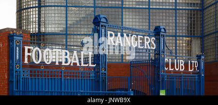 The gates outside the Bill Struth Main Stand at Ibrox Stadium, home of Glasgow Rangers Football Club in Scotland. Stock Photo