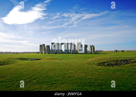 Salisbury, United Kingdom - November 13, 2016: Stonehenge - one of the wonders of the world and the best-known prehistoric monument in Europe Stock Photo