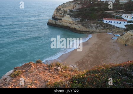 Overview of the beach of Benagil from the cliffs. Lagoa, Algarve, Portugal Stock Photo