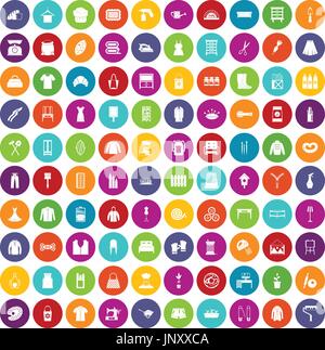 100 needlework icons set color Stock Vector