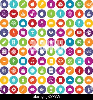 100 nutrition icons set color Stock Vector