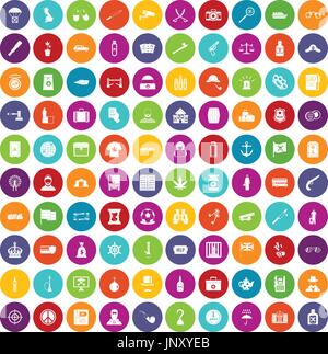 100 offence icons set color Stock Vector