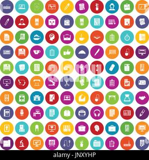 100 office icons set color Stock Vector