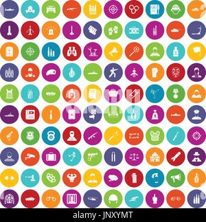 100 officer icons set color Stock Vector