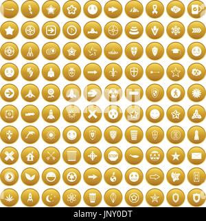 100 logotype icons set gold Stock Vector